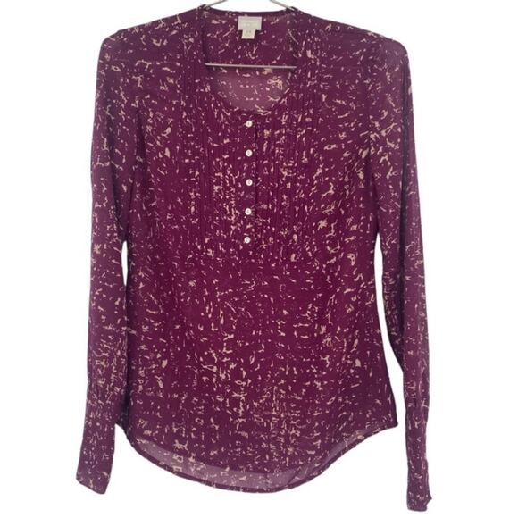 Converse Purple Cream Speckle All Over Print Sheer Blouse Top - Picture 1 of 4